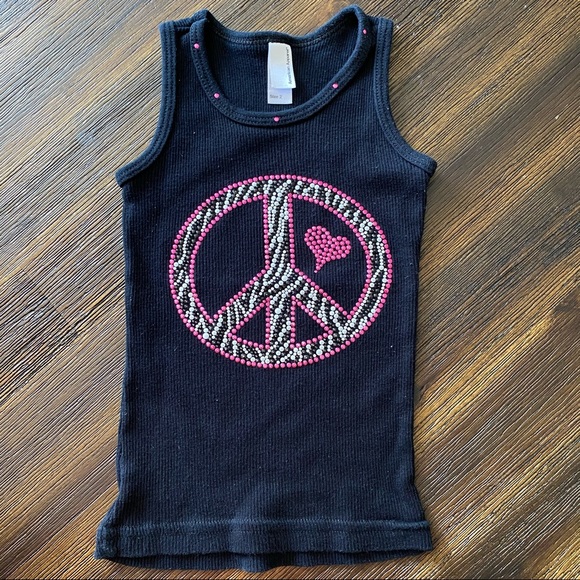 Peace & Flower Rhinstone Tank Top 2T Bundle - Picture 3 of 4